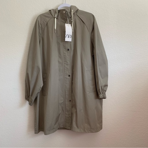 Zara womens water repellant hooded parka jacket XXL NEW - Picture 2 of 11